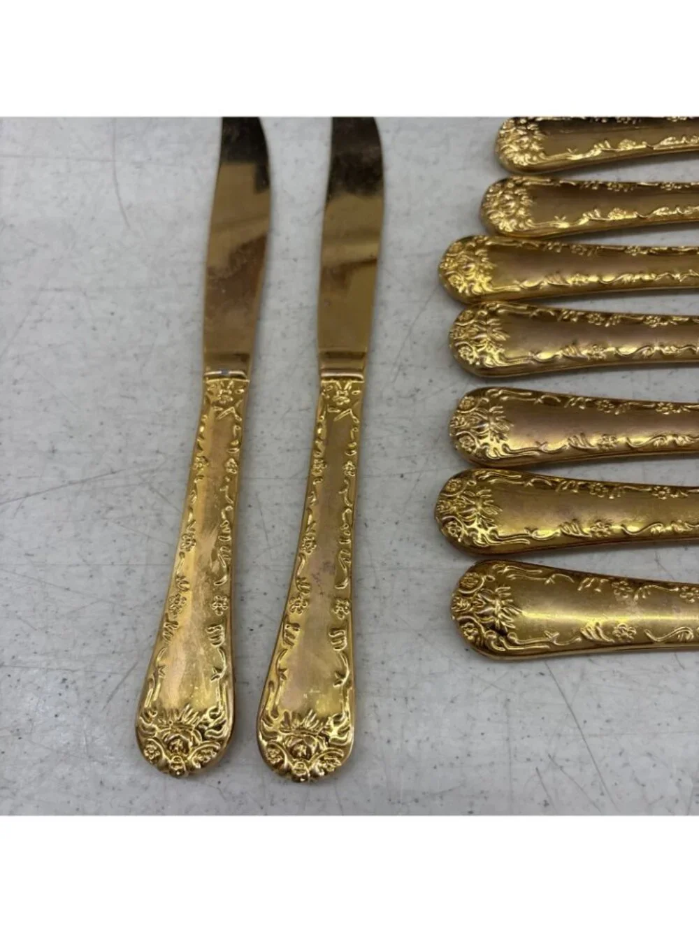 WM Rogers & Sons Enchanted Rose Gold Plated Flatware Set - 51 Pc w/ Case & Ladle